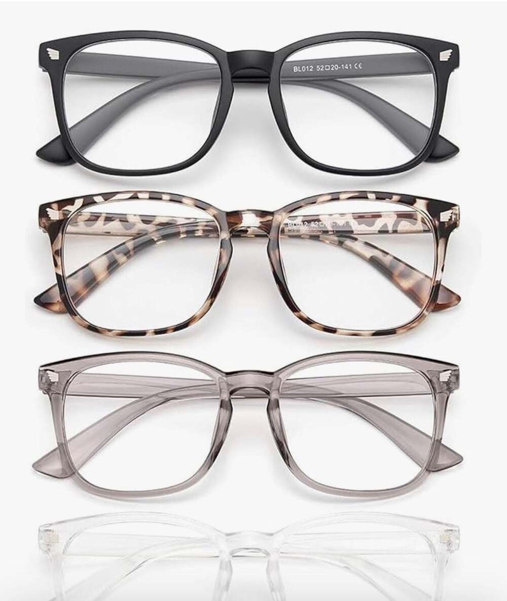 Gaoye Blue Light Blocking Glasses for Men and Women, Square Fashion Frame 3-Pack